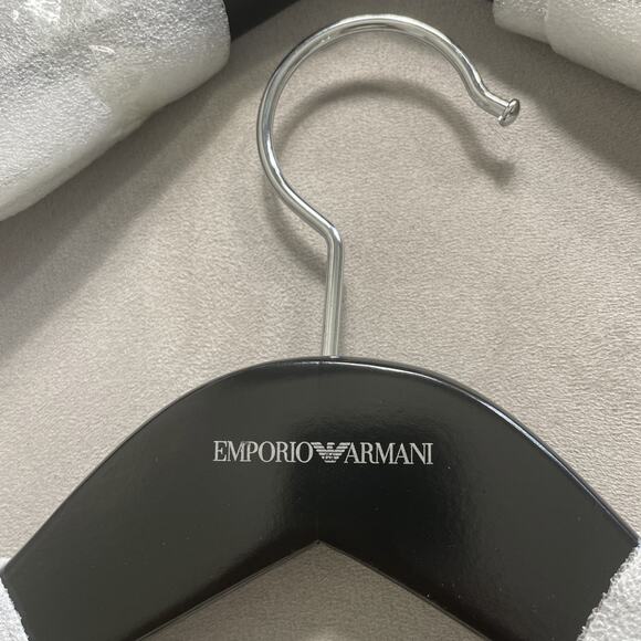 EMPORIO ARMANI Logo Black Wood Hanger For Suit, Shirts or Jackets Lot Of 3 - Picture 2 of 8